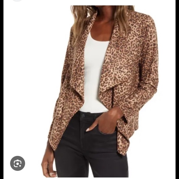 BB Dakota Jackets & Blazers - Leopard Print Open Front Jacket
